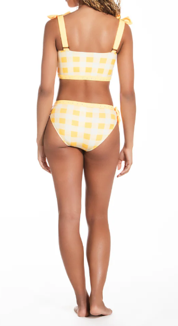 Sunshine-Bikini-Oberteil in gelbem Karomuster