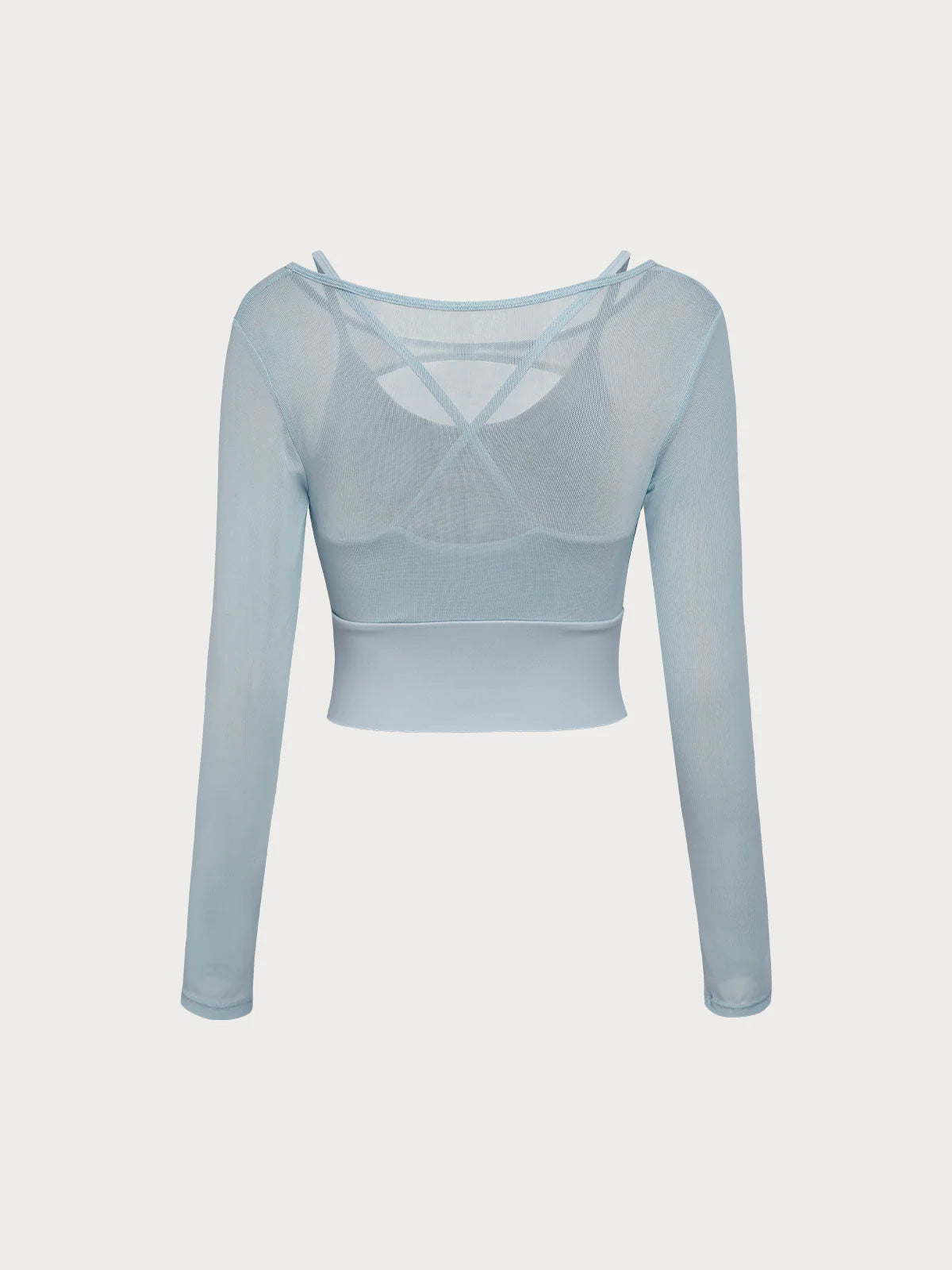 Hellblaues Langarmtop mit Cut-out – leichter Halt